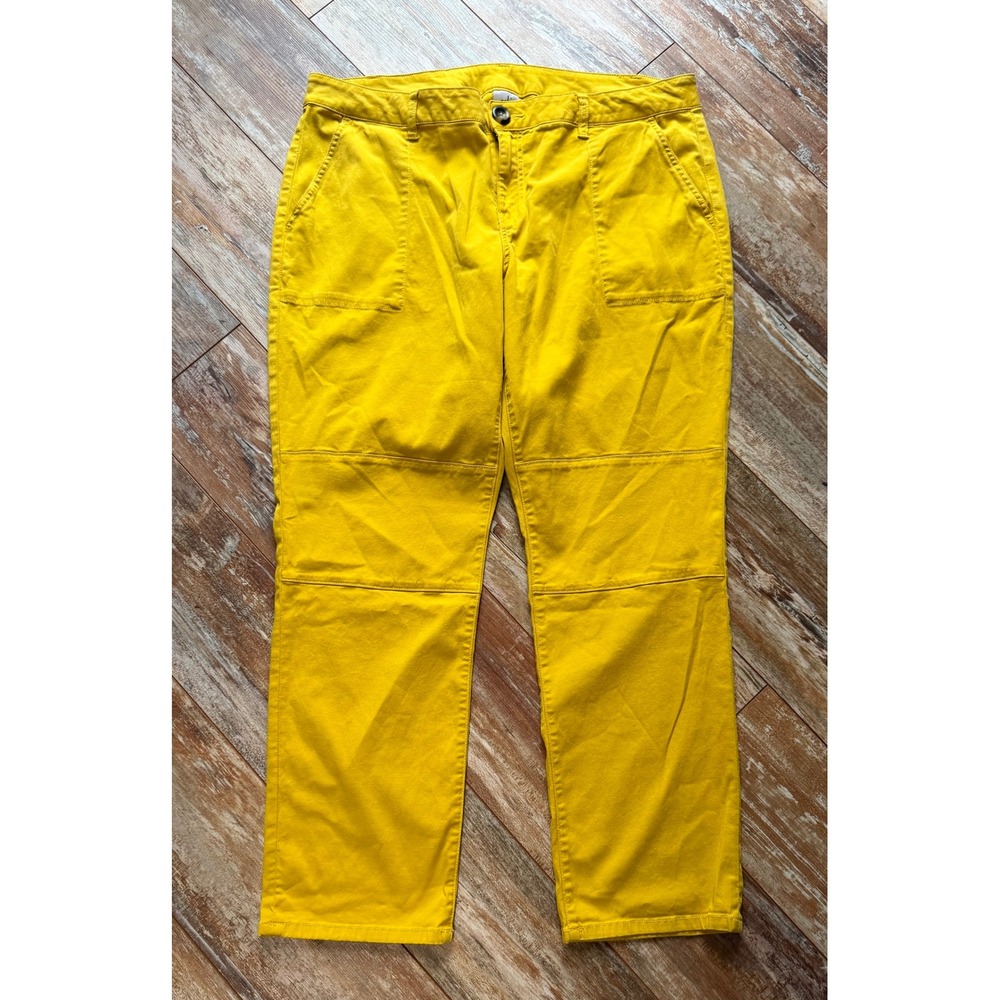 CAbi Utility Trouser Womens 16 Mustard Yellow Pants Stretch Lyocell 5869